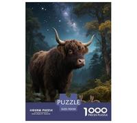 Puzzle Highland Cow 1000 Pièces en Carton pour Adultes Jeu ÉduChatif Jeu De Défi Casse-tête Bétail Jungle Cadeau Famille Home Decor 70x50cm/1000pcs