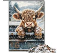 Puzzle Highland Cow 1000 pièces pour Adolescents, Jeu Stimulant, idéal comme Cadeau pour Toute la Famille (26x38cm)