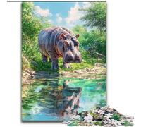 Puzzle Hippo de la Jungle 1000 pièces pour Adultes et Adolescents, Jeu Stimulant et interactif en Famille (50x75cm)