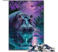 Puzzle Hippo de la Jungle 1000 pièces pour Adultes, Jeux éducatifs, décoration d'intérieur, Cadeau d'anniversaire, Art Mural (26x38cm)