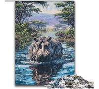 Puzzle Hippo de la Jungle 2000 pièces pour Adultes, Cadeaux, Anti-Stress, Vacances à la Maison, Passe-Temps, Amour Entre Couples 70x100cm
