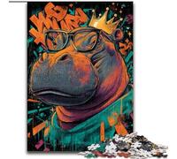 Puzzle Hippo Fantastique pour Adultes, Anti-Stress, Vacances à la Maison, avec Affiche et Fiche de Questions Assorties (50x75cm)