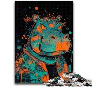 Puzzle Hippo Fantastique pour Adultes, Staycation Kill Time, Chaque pièce est Unique - Jeu Familial Stimulant et Amusant 26x38cm