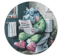 Puzzle Hippo Go Toilet 1000 pièces pour Adultes Puzzles Ronds 1000 pièces pour Adultes Décoration DIY, Défi cérébral, pour Adulte, Famille, Cadeau de Vacances 67,5 x 67,5 cm