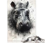 Puzzle Hippo Natures Behemoth pour Adultes, 1 000 pièces, pour Adolescents de 12 Ans et Plus, Cadeaux de Noël, 1 000 pièces (38 x 26 cm)