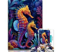 Puzzle Hippocampe pour Adultes et Adolescents, idéal pour Tuer Le Temps en Vacances avec des pièces de Formes aléatoires entièrement emboîtables (38x26cm)