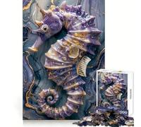 Puzzle Hippocampe Violet pour Adultes, 1000 Pièces, Jeu de Réflexion, Détente et Image à Assembler, Cadeau de Noël (50x75cm)