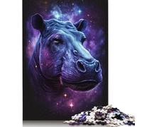 Puzzle Hippopotame Animal Galaxie, Puzzle Amusant en Carton de qualité supérieure pour Adultes et Adolescents, Cadeaux d'halloween, 1000 pièces (75 x 50 cm)