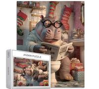 Puzzle hippopotame de lecture de journal sur les toilettes de 1 000 pièces pour adultes - Puzzle d'art stimulant pour activités familiales - Puzzle coloré pour décoration d'intérieur - Cadeaux 50 x 70