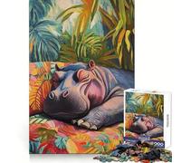 Puzzle Hippopotame Endormi 1000 Pièces pour Adolescents Jeu de Développement Logique et Calme Objet de Collection Premium Edge Art 38x26cm