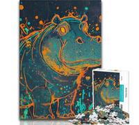 Puzzle Hippopotame Fantastique 1000 pièces pour Adultes et Adolescents, Jeux d'activités familiales stimulants, Jouet à Faire soi-même pour décoration Murale de la Maison (38x26cm)