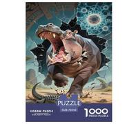 Puzzle Hippopotamepotame avec 1000 Pièces pour Adultes,Crocodile Un Jeu De Dexérité Très Difficile Puzzle Éducatif avec des Défis l'art De La Décoration Moderne 70x50cm/1000pcs