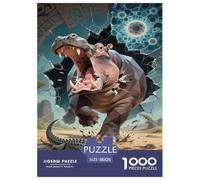 Puzzle Hippopotamepotame Qui Compte 1000 Pièces pour Adultes,Crocodile Un Jeu De Dexérité Très Difficile Puzzle Éducatif Et Stimulant 38x26cm/1000pcs
