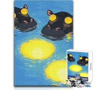 Puzzle Hippopotames dans l'eau 1000 pièces pour Adolescents:Jeu d'apprentissage et de réflexion stratégique, et Symbolique pour Toutes Les Occasions Dimensions:38x52 cm