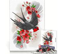 Puzzle Hirondelles et Fleurs de Cerisier pour Adolescents 1000 Pièces Stimule la mémoire Détente Finition précise 38x52cm