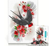 Puzzle Hirondelles et Fleurs de Cerisier pour Adolescents 1000 Pièces Stimule la mémoire Détente Finition précise 38x52cm