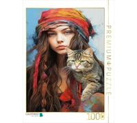 Puzzle · Homme et Chat | Elle est aussi têtue que son chat · 1000 pièces · Format assemblé 64 × 48 cm · CALVENDO Puzzle