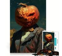 Puzzle Homme Tête de Citrouille pour Adolescents 1000 Pièces Jeu de Réflexion Attente et Calme Découpe de Qualité Cadeau de Saison (38x52cm)
