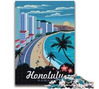 Puzzle Honolulu Hawaii Travel 1000 pièces pour Adultes et Adolescents, Aide Le Cerveau à exercer des Jouets addictifs pour cultiver la Patience Une œuvre d'art (50x75cm)