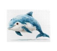 Puzzle horizontal en bois 500 pièces avec dauphins mignons pour développer des compétences pratiques pour se détendre et interagir parent-enfant