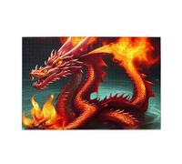Puzzle horizontal en bois Roi dragon dans le feu 1000 pièces pour se détendre et améliorer les compétences et la concentration