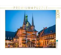 CALVENDO Puzzle Hôtel de Ville Wernigerode de Nuit | 1000 pièces Taille de la Ponte 64 x 48 cm Puzzle Photo pour des Heures heureuses