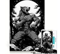 Puzzle Hurlement de Loup-Garou pour Adolescents 1000 pièces Jeu Stimulant l'esprit Assemblage Solide et sécurisé Activité de Partage en Famille (38x26cm)