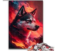 Puzzle Husky 1000 pièces pour Adultes en Bois, idéal pour Halloween, Noël, Anniversaire, 1000 pièces(50x75cm)