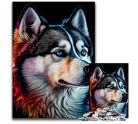 Puzzle Husky coloré de 1 000 pièces, Casse-tête Stimulant, activité familiale, décoration intérieure, Cadeau de Noël, 50x75cm