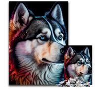 Puzzle Husky coloré de 1000 pièces pour Adultes, idéal pour la décoration intérieure, Les Anniversaires, Les fêtes et Les Cadeaux 26x38cm/10,23x14,96 Pouces.