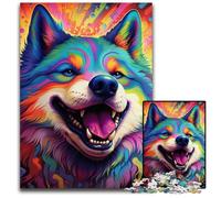 Puzzle Husky coloré pour Adultes, 1 000 pièces en Carton, Jeu de réflexion pour Adolescents, pour Les fêtes, 26x38cm / 10,23x14,96 Pouces