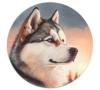 Puzzle Husky Fantasy 1000 pièces pour Adultes, Puzzle Rond 1000 pièces, Jeu Familial créatif et décoration d'intérieur, Cadeau de Noël idéal pour Les Adolescents 67,5 x 67,5 cm