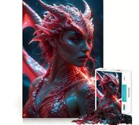 Puzzle Hybride Femme Dragon Sexy 1000 pièces pour Adolescents, Jeu d'exercice Mental, Design Amusant et Relaxant, Cadeau Parfait 38x26cm