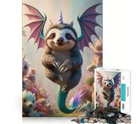 Puzzle Hybride Licorne,Dragon et bébé Paresseux de 1000 pièces Jeu de création et de développement Personnel Assemblage sécurisé Aucune pièce détachée Activité de Partage et de complicité (50x75cm)