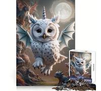 Puzzle Hybride Licorne, Dragon et Hibou pour Adolescents, 1000 pièces, logique, détente, Bords Nets, Cadeau Festif (38x26cm)