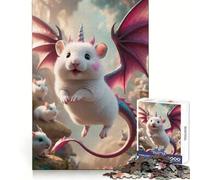 Puzzle Hybride Licorne, Souris Blanche et Dragon, 1000 pièces, pour Adultes, Exercice cognitif, Divertissement Occasionnel, Bords Lisses, Cadeau mémorable (50x75cm)