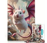 Puzzle Hybride Licorne,Souris Blanche et Dragon pour Adultes,1000 pièces,Jeu de mémoire,Assemblage sécurisé et Solide,Jeu de Construction de Liens significatifs (38x26cm)