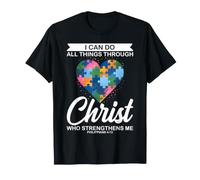 Puzzle « I Can Do All Things Through Christ Christian Autism » T-Shirt