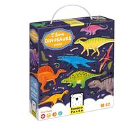 Puzzle de sol « I Love Dinosaurs » pour enfants - Comprend 60 grandes pièces d'une taille terminée de 66 x 32 cm - Illustration artistique avec noms de vrais dinosaures - Pour enfants de 4 ans et plus