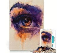 Puzzle Œil Aquarelle Violette pour Adolescents 1000 Pièces Stimule la Mémoire Jeu d'Intérieur Image à Assembler Cadeau de Vacances (38x26cm)
