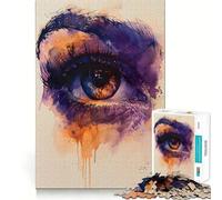 Puzzle Œil Aquarelle Violette pour Adultes 1000 Pièces Stimule la Mémoire Loisirs Amusants Bords Précis Joli Cadeau (38x52cm)