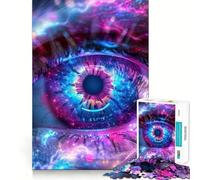 Puzzle Œil Cosmique Néon pour Adultes 1000 Pièces Jeu de Logique Solide Jeu Apaisant Bords Transparents Cadeau Artistique (38x52cm)