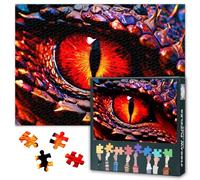 Puzzle œil de dragon 1000 pièces pour adultes - Design rouge magma, un puzzle difficile 50 x 70 cm Art fantastique de qualité supérieure pour les familles et les fans de dragon