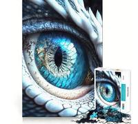 Puzzle Œil de Dragon Blanc et Bleu 1000 Pièces pour Adolescents Stimulation Mentale Activité de Découpe de Haute Précision et de Détente Mentale (50x75cm)