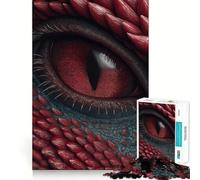 Puzzle Œil de Dragon Rouge 1000 Pièces pour Adultes Jeu de Réflexion Passe-Temps la Maison Bords Nets Joli Cadeau (38x26cm)