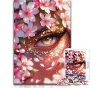 Puzzle Œil d'or avec Fleurs de Cerisier, 1000 pièces, pour Adolescents Jeu de développement de la logique Un pour Partager des Moments précieux Dimensions:50x75cm