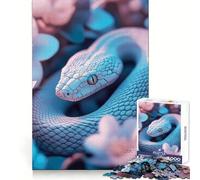 Puzzle Œil Mystique du Serpent Parmi Les Fleurs pour Adolescents, 1000 Pièces, Jeu de Réflexion, Atelier d'Assemblage Apaisant et Amusant, Objet de Collection (38x26cm)