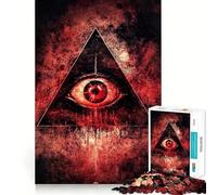 Puzzle Œil Rouge dans Un Triangle pour Adolescents 1000 Pièces Jeu de Réflexion Jouet Détente Découpe Soigneuse Cadeau Exquis (38x26cm)