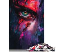 Puzzle Œil Vert à Stries Rouges pour Adultes 1000 Pièces - Grand Puzzle à Refaire Soi-même - Jeu Éducatif et Amusant pour Toute la Famille - Décoration Unique pour la Maison - 1000 pièces (75x50cm)