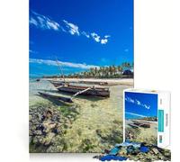 Puzzle Île de Zanzibar pour Adolescents 1000 pièces Jeu de réflexion Découpe Laser pour Un Assemblage Parfait Exercice Mental Calme à la Maison (38x26cm)